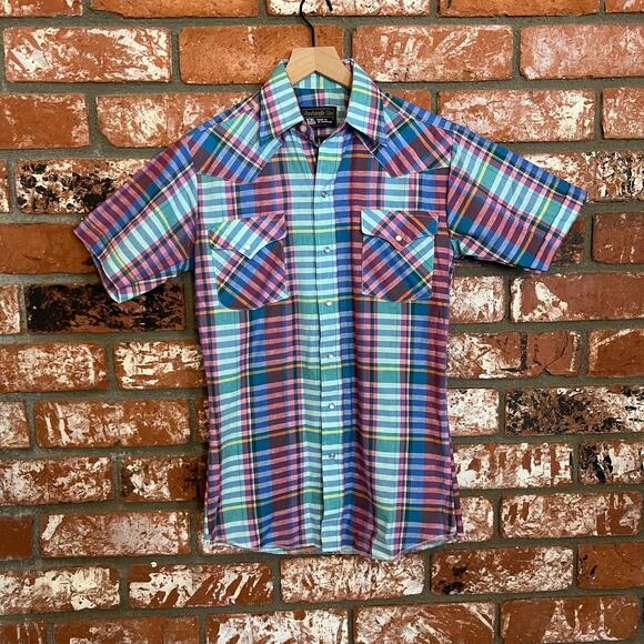 Vintage plaid snap shirt - Picture 1 of 5